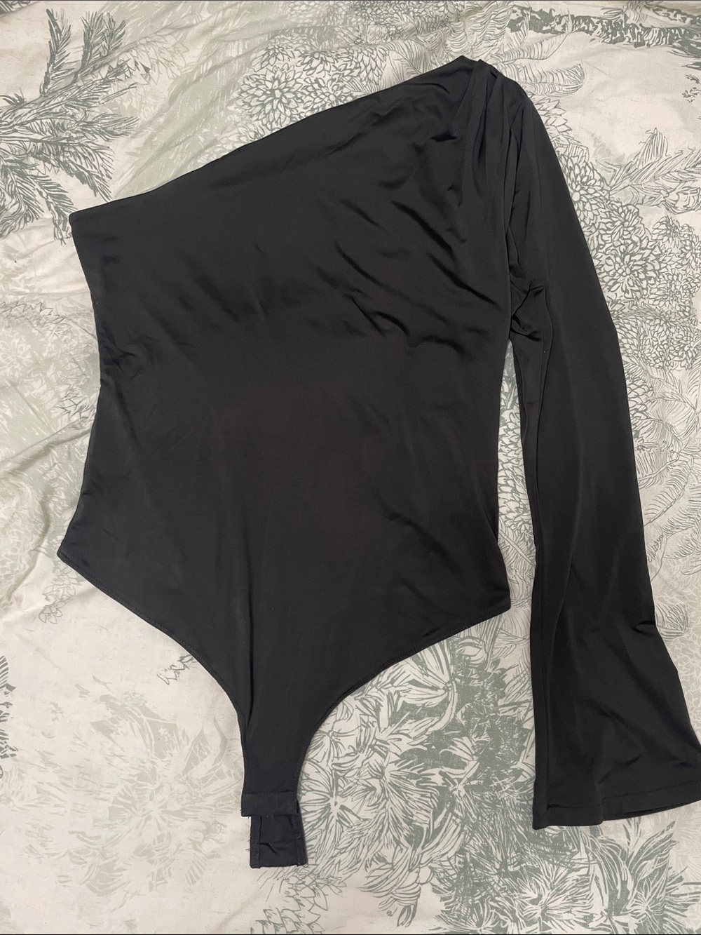 Wayf Black One-Shoulder Long Sleeve Bodysuit